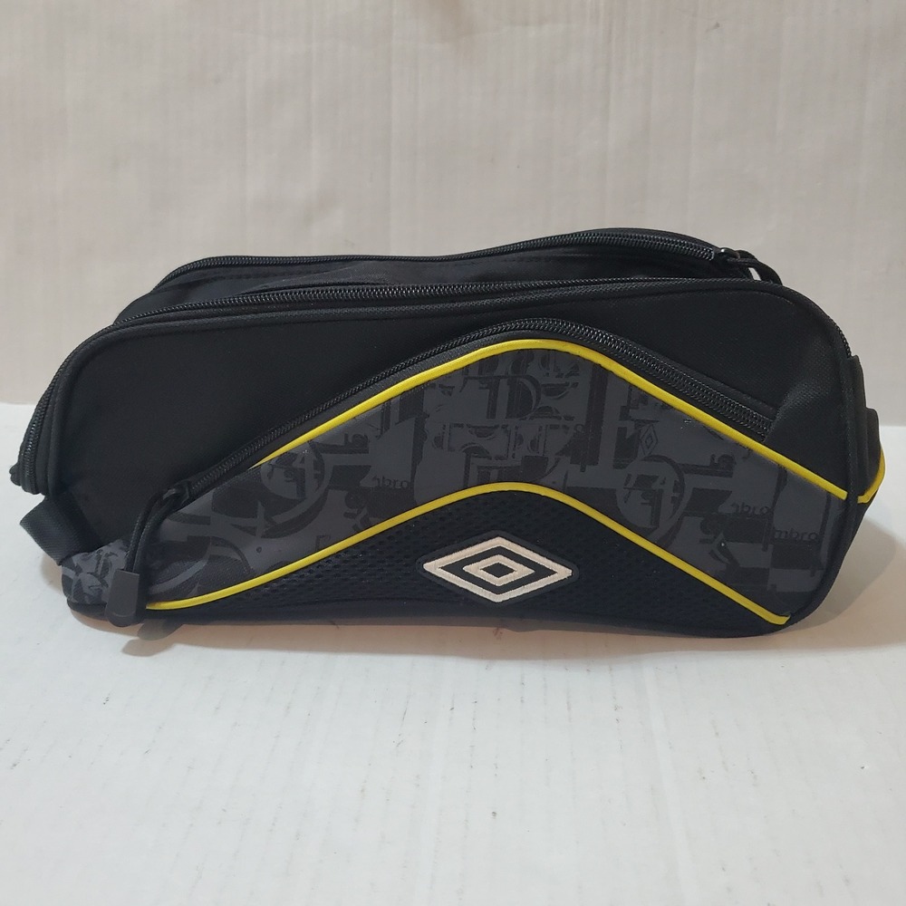 Umbro Soccer Cleat Bag Black Yellow Graphic Print Athletic Shoe Carrier